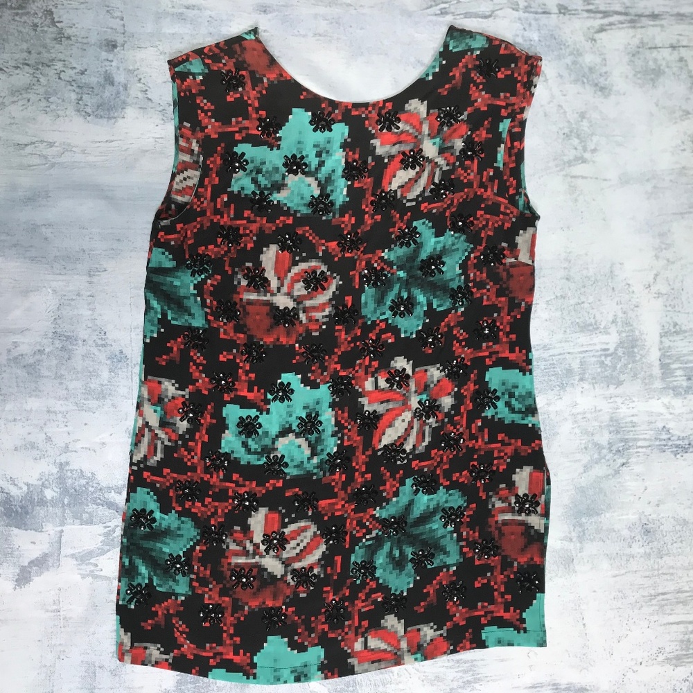 Dries Van Noten Floral Beaded Tank Tunic Size 38